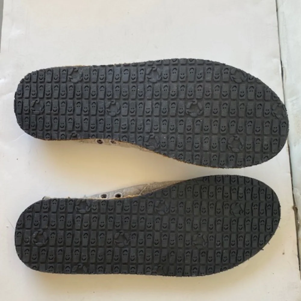 Sanuk Gray Canvas Slip-On Sneakers with Brown Accents